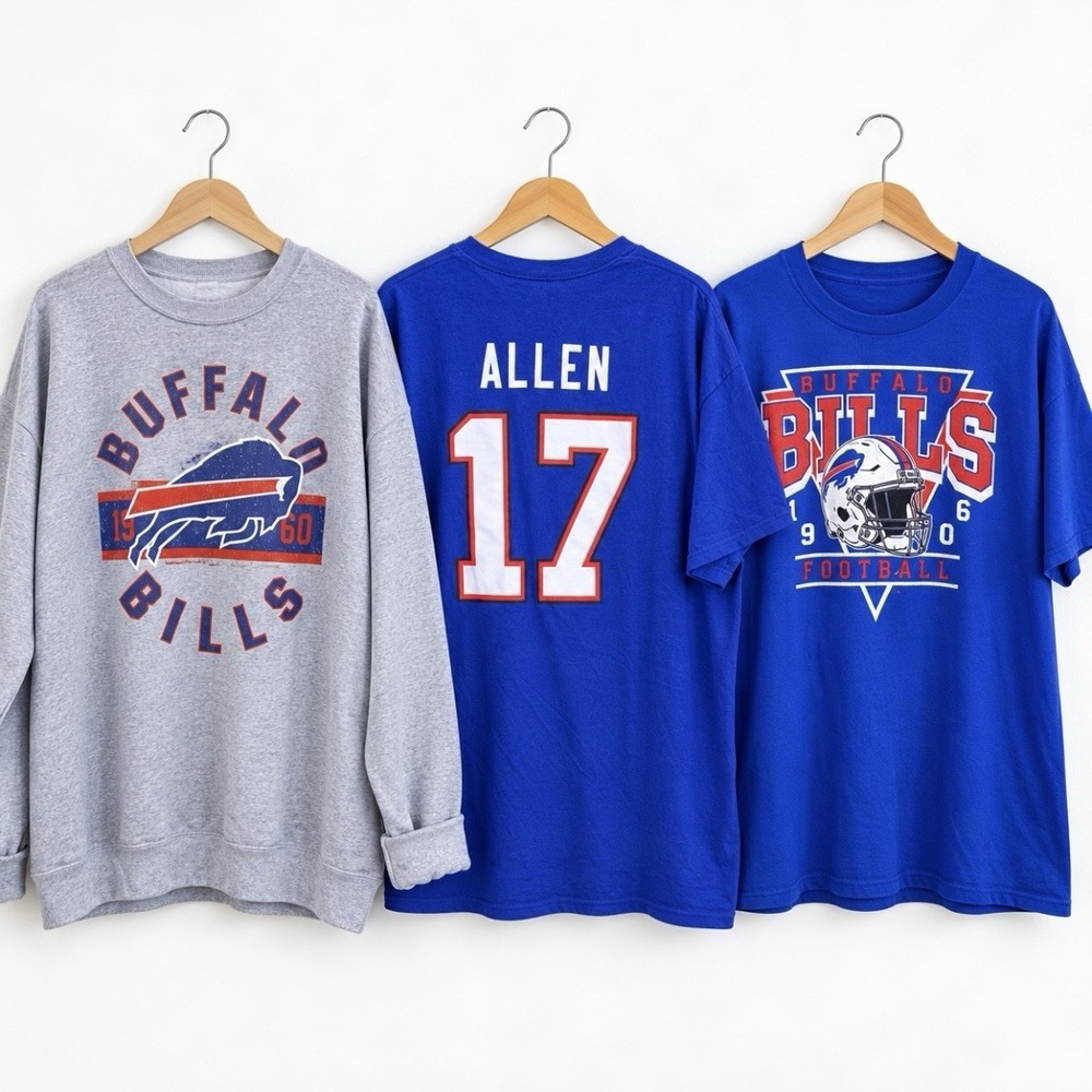 Buffalo Bills Men's 2XL T-Shirts & Sweatshirt Josh Allen NFL Football Blue Gray